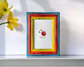 Cornice per foto dipinta a mano: decorazione boho anticata, 4x6