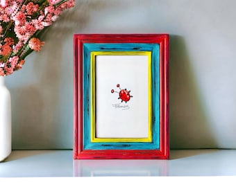 Cornice per foto dipinta a mano effetto anticato: decorazione da scrivania boho (4x6)
