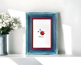 Cornice portafoto in legno dipinta a mano: decorazione boho anticata (4x6)