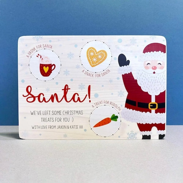 Christmas Wooden Santa Treat Board | Personalised Santa Christmas Eve Board | Personalised Christmas Gifts