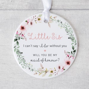 Personalised 'Be My Maid of Honour' Ornament, Bridesmaid Gift, Will You Be My Maid of Honour Girl Gift Ideas, Bridesmaid Proposal Keepsake