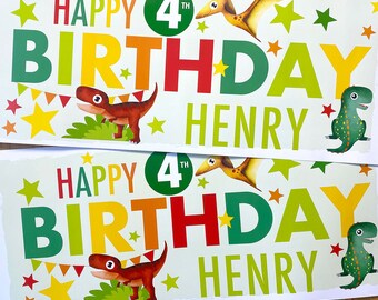 Personalised Dinosaur Birthday Banner | Kids Party Decor
