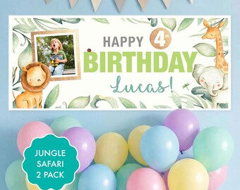 Jungle Safari Birthday Banner Pack | Personalised Animals Photo Banner