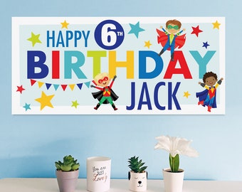 Personalised Superhero Birthday Banner | Kids Party Decor