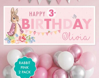 Birthday Party Rabbit Birthday Banners