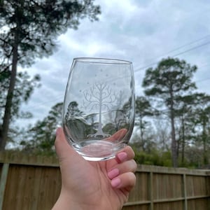 Elven Tree Etched Glass