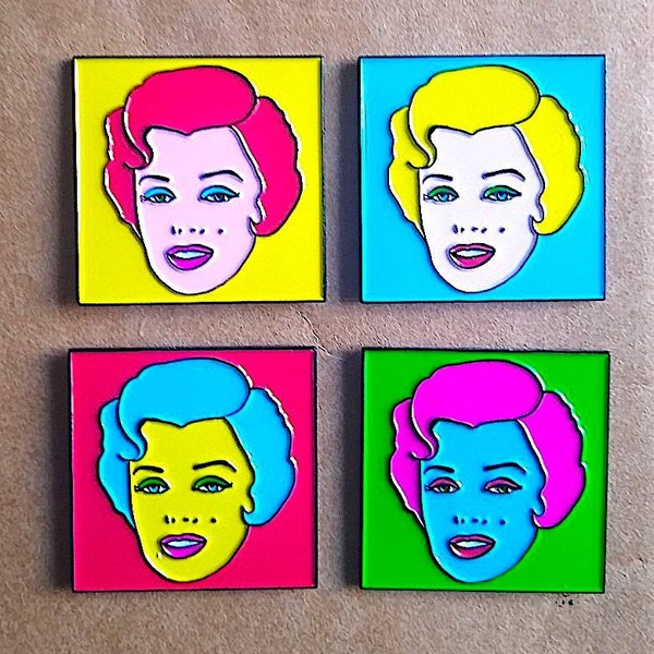 Marilyn Monroe Enamel Pin Set inspired by the ICONIC Warhol Screenprints Bold Colour Beautiful Finish Pin Badges Retro Glamour#Blonde