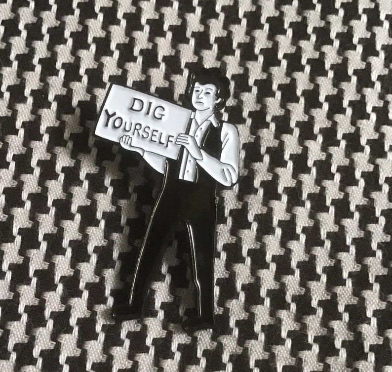 Bob Dylan Enamel Pin Badge. Folkin' Cool Black Metal Pin. Subterranean Homesick Blues image 5