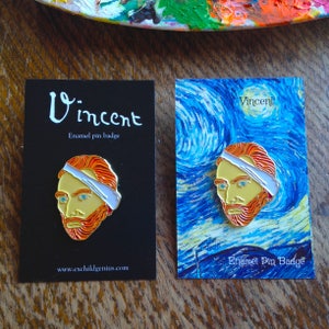 Vincent Van Gogh Enamel Pin Badge. Fantastic Full Colour Bronze Metal Pin. Very Nice Item. Art History Pin. Christmas Gift Secret Santa image 4