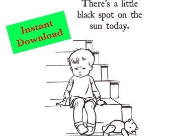 Sofort druckbar: König des Schmerzes. Vintage Buch Illustration mit The Police Lyrics. Perfektes Last Minute Weihnachtsgeschenk für 80er Jahre Musik Fan.