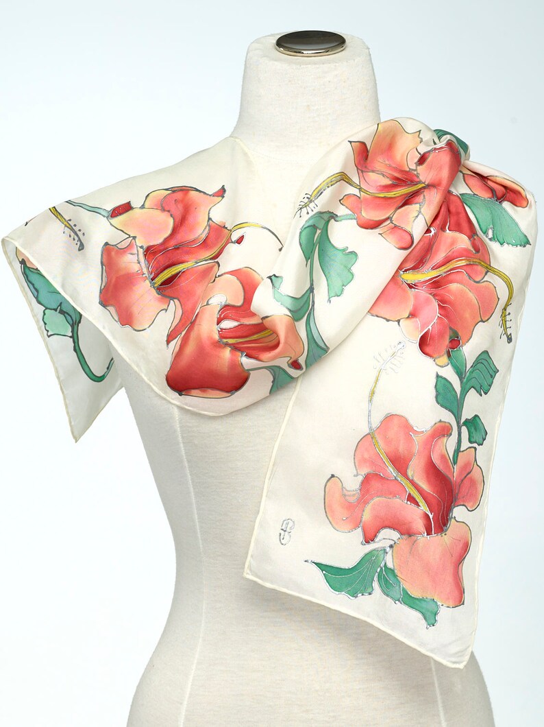 Hand Painted Silk Scarf Silk Shawl using French dyes. Orange Etsy