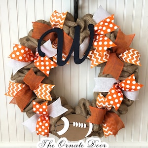 Monogram football wreath, custom football wreath, personalized football wreath, football mom, sports wreaths, team wreath, football coach