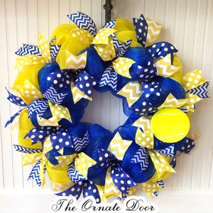 Tennis wreath, custom colors tennis wreath, tennis gifts, tennis mom, gifts for tennis coach, tennis door hanger, tennis ball wreath, tennis