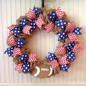 Burlap football wreath, custom football wreath, football wreath, football mom, personalized football wreath, football decor, football hanger