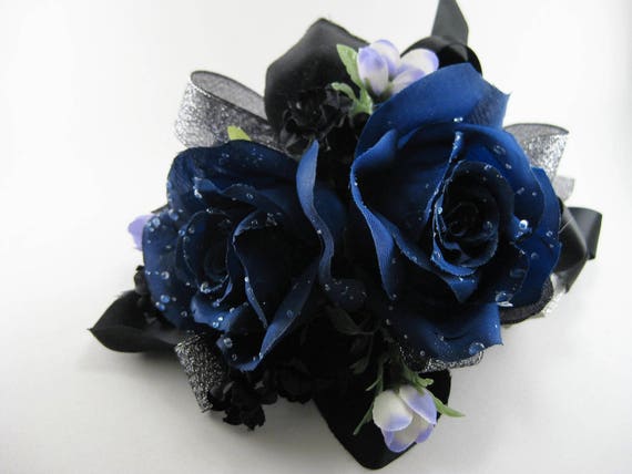 black flower wrist corsage