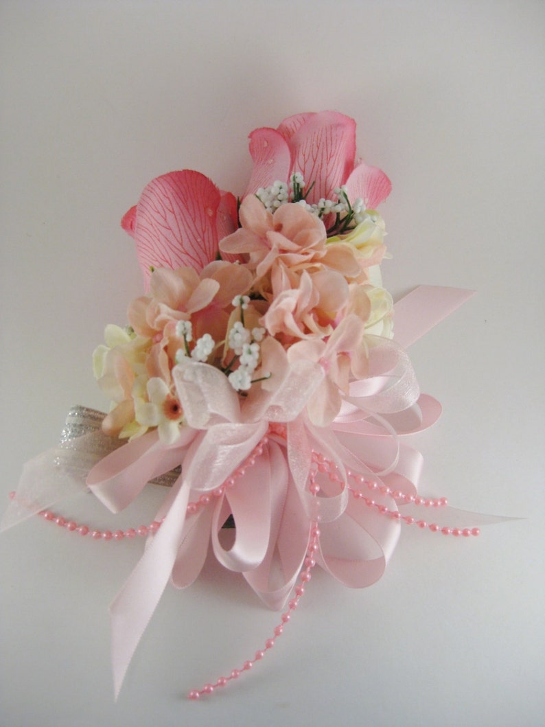 Pink Wedding Prom Rose Hydrangea Silk Flower Pin on or Corsage Etsy