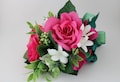 Hot Pink Rose Corsage & Boutonniere Set: Wedding Prom Silk Flowers