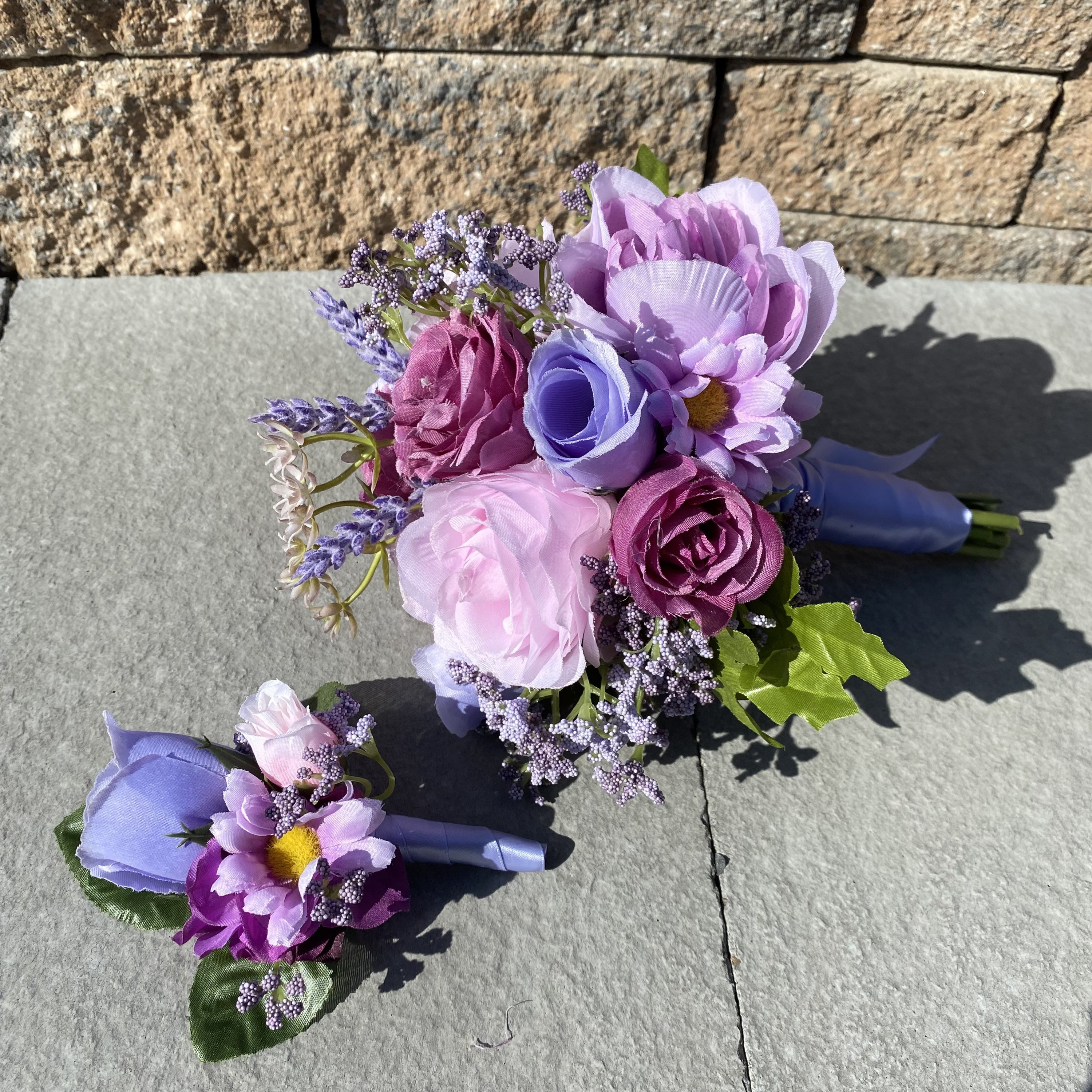 prom bouquet for purple dress This year the prom bouquet trend continues to grow in popularity! Here are my favorite ones I've made this year. I also take custom orders for bridal and bridesmaids bouquets, as well