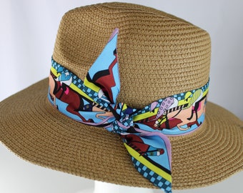 Tan Derby Fedora Panama Hat With Equestrian Horse Band - Men  display picture 1