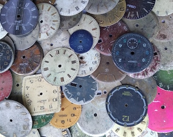 100 pcs. Watch Face Dials, From Old Watch Parts, & Dials For Steampunk Altered Art Gear, Repair, or ScrapBooking #176