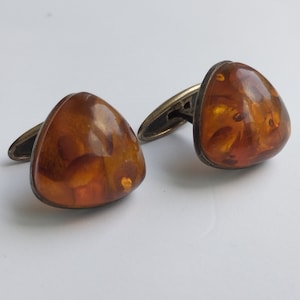 Vintage cufflinks Baltic amber silver 875 USSR