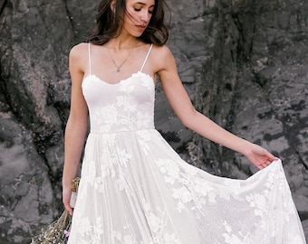 Rose Lace Wedding Dress, Boho Bridal Dress Spring and Summer Weddings, Sleeveless Sweetheart Dress, Ethically Made Gown - The Tabitha Dress