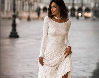 Long Sleeve Wedding Dress Etsy