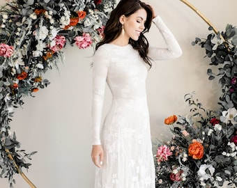 Long Sleeve Lace Wedding Dress, Modest Wedding Dress, Lace Wedding Dress, Long Sleeve Bridal Gown - The Senia Dress