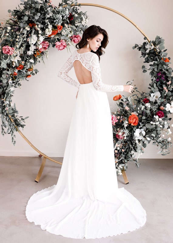 Indie Wedding Dress Boho Wedding Dress Long Sleeve Wedding Etsy