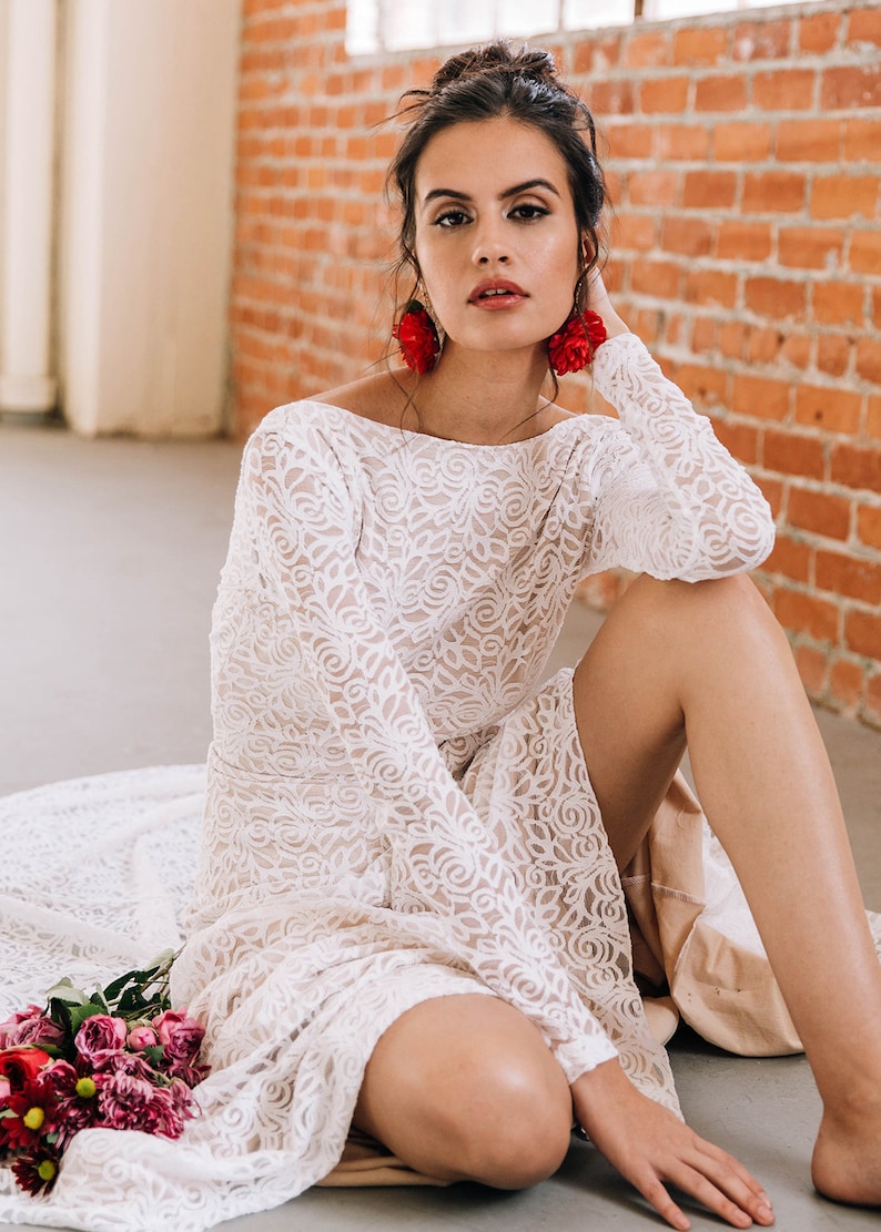 high neck low back gown