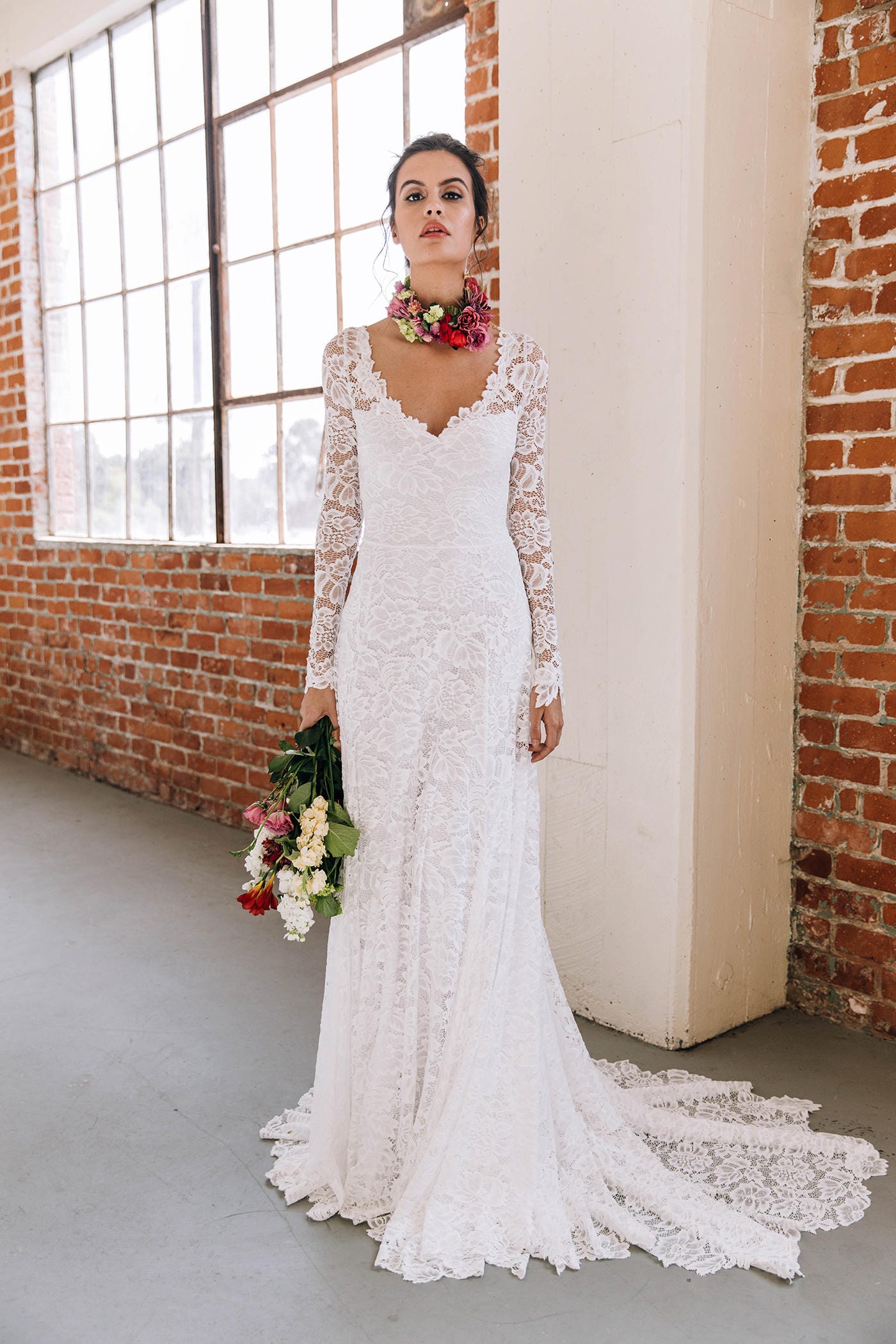 Backless Lace Wedding Dress Open Back 