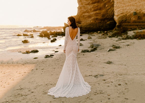 Long Sleeve Lace Mermaid Wedding Dress 
