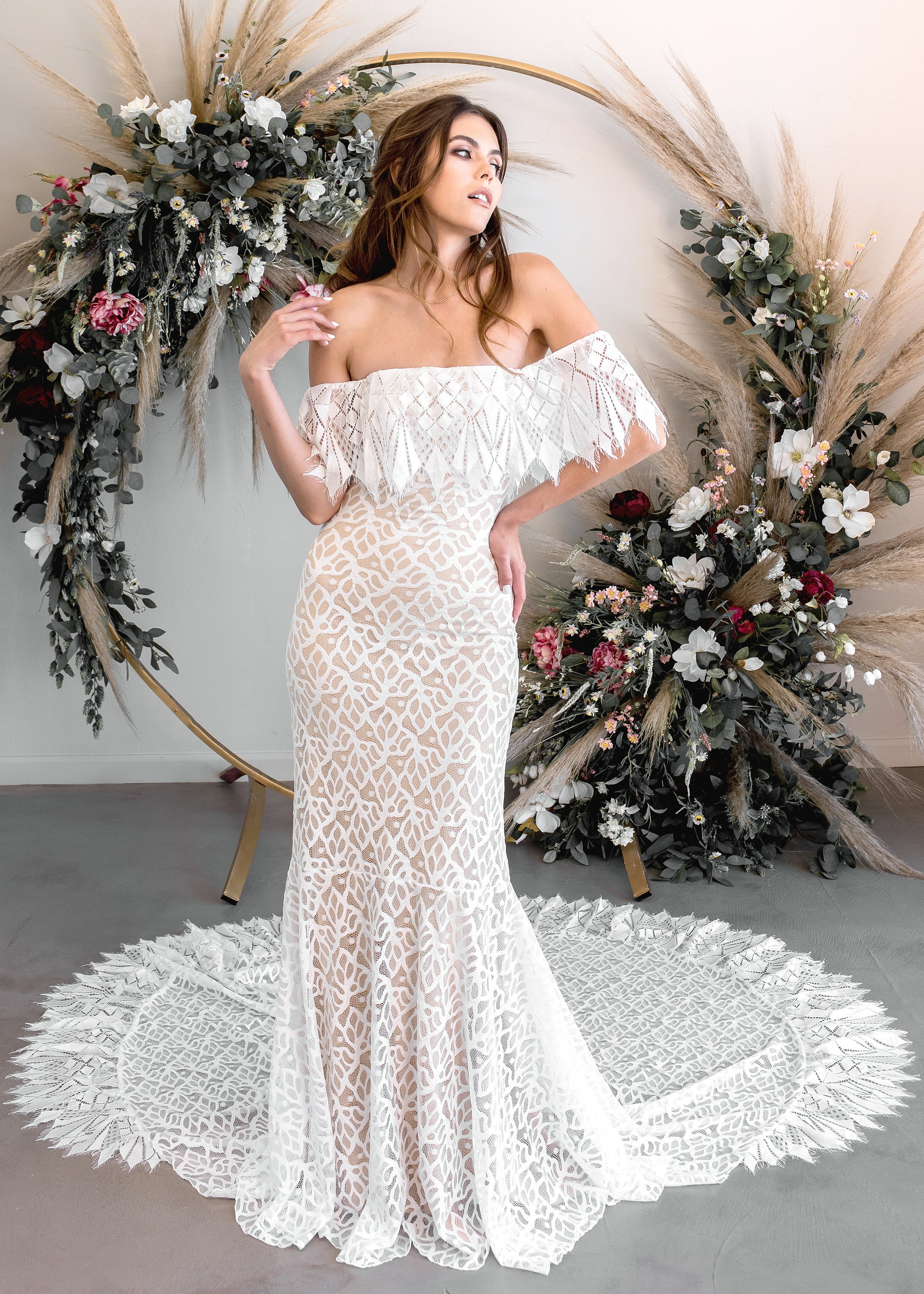 boho mermaid wedding dress