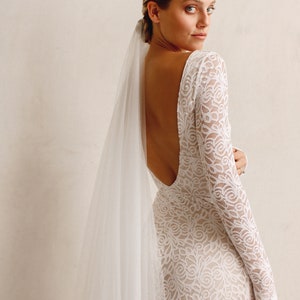 Low Back Wedding Dress, High Neck Bridal Dress With Sleeves, Long Sleeve Open Back Bridal Dress, Ethically Made Gown The Cleo Dress image 10