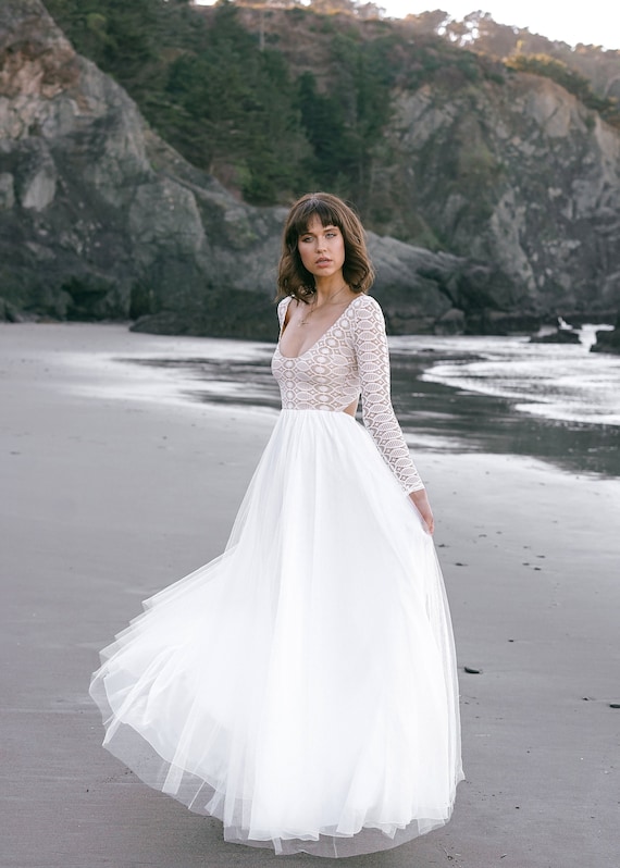 etsy long sleeve wedding dress