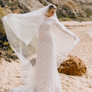 Long Sleeve Wedding Dress, Lace Long Sleeve Bridal Gown, Backless Gown, Open Back Wedding Dress - The Mason Dress