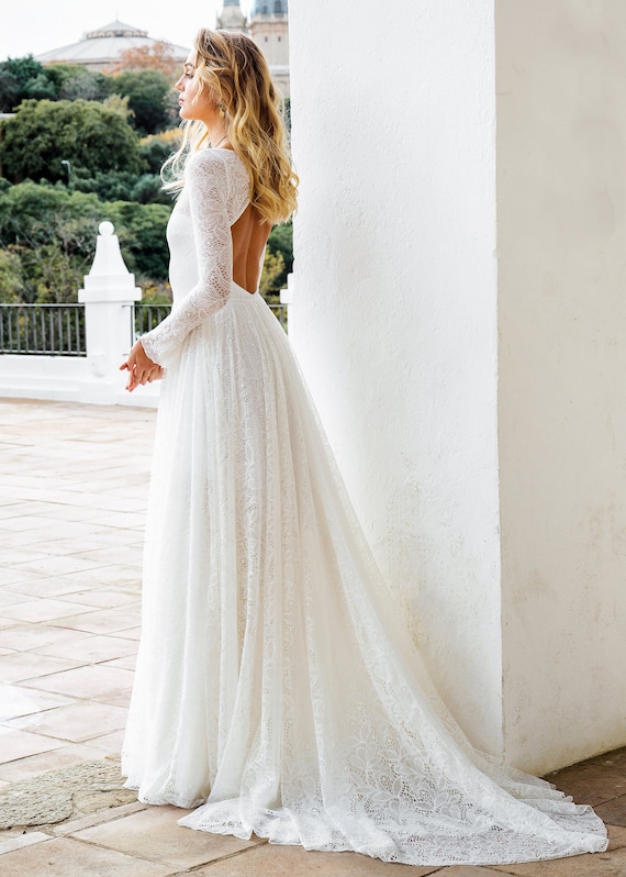 long sleeve back dress