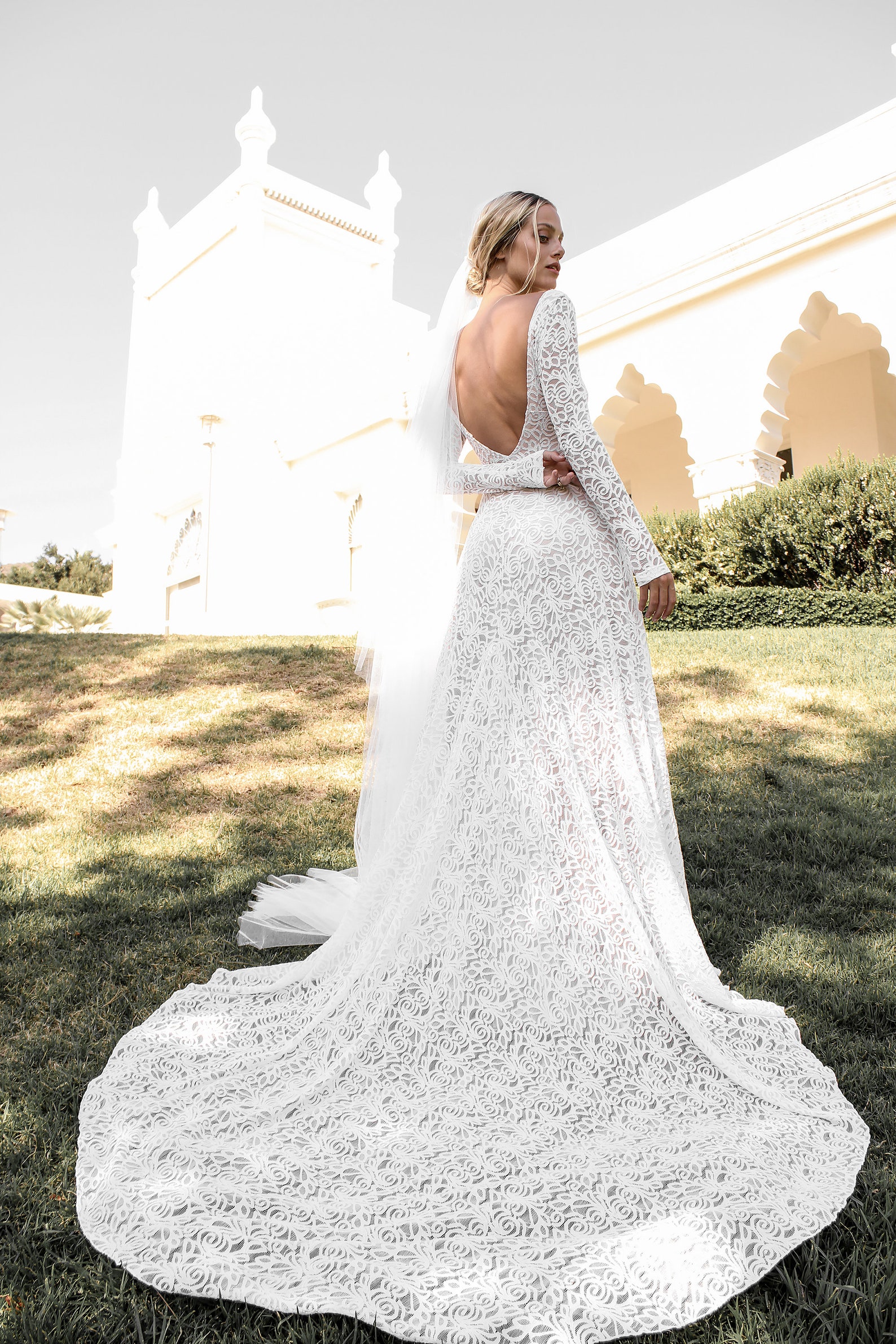 Low Back Wedding Dress High Neck Wedding Dress Long Sleeve - Etsy
