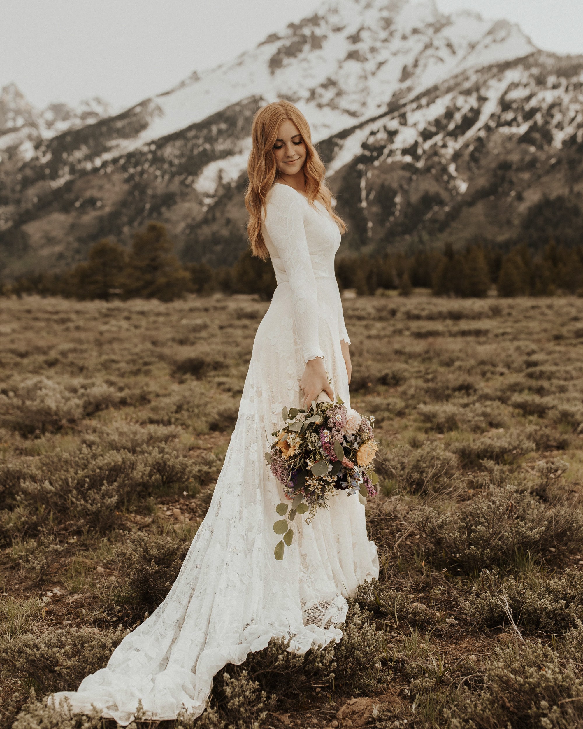 Open Back Boho Wedding Dress Long Sleeve V back Bridal Gown Simple Lace Bridal Dress With Sleeves Ethically Made Gown the Ellora Dress Etsy Canada