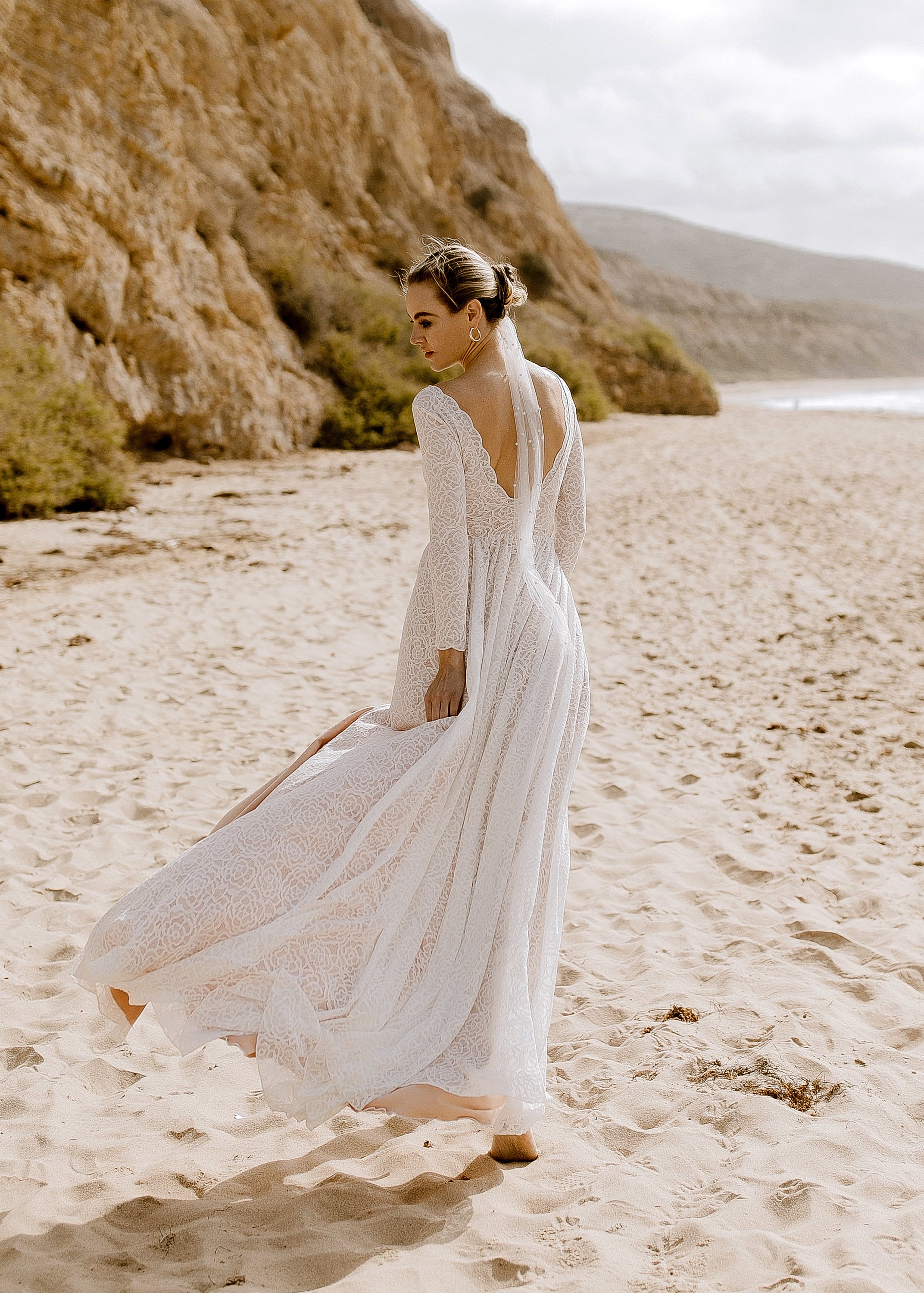 chinese dress ladies White Backless Knit Maxi Dress – Gabi Swimwear main image 1