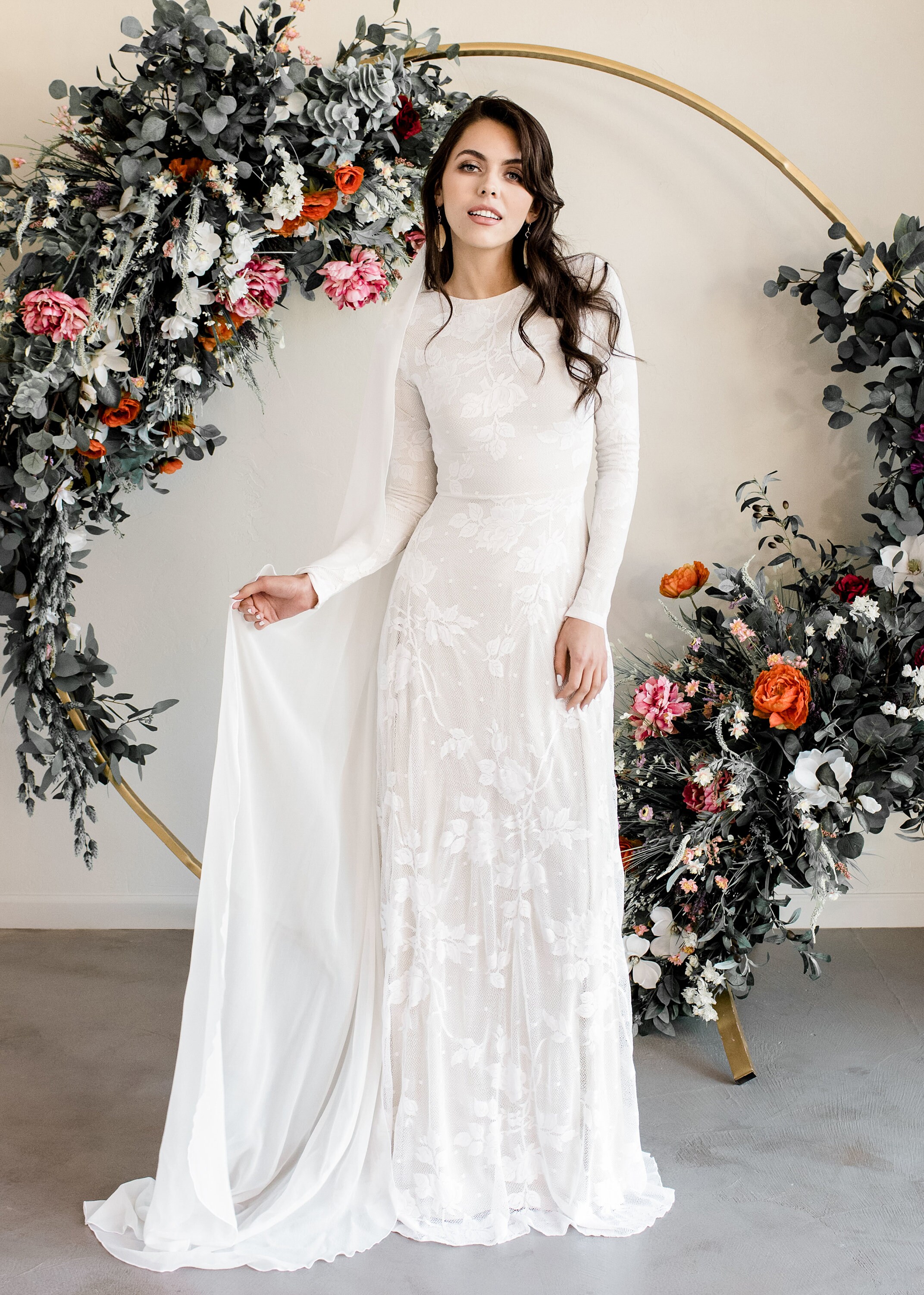 Long Sleeve Lace Wedding Dress Modest Wedding Dress Lace - Etsy