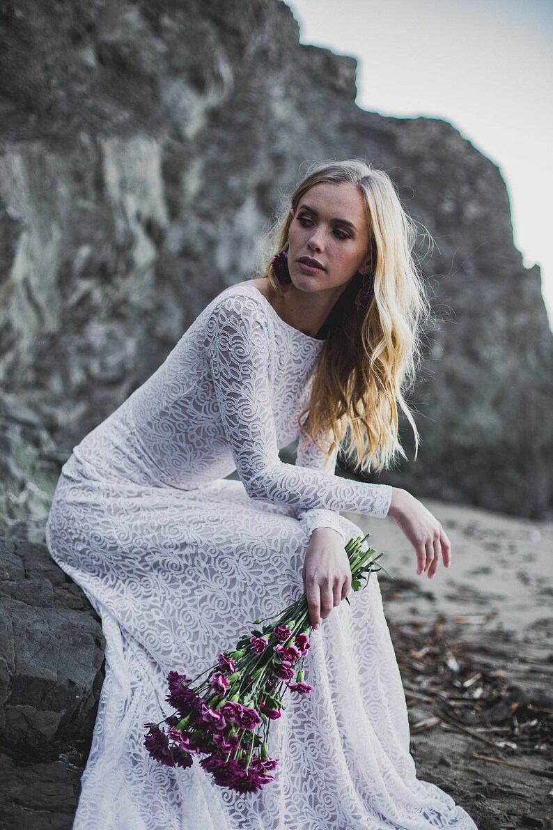 high neck low back gown
