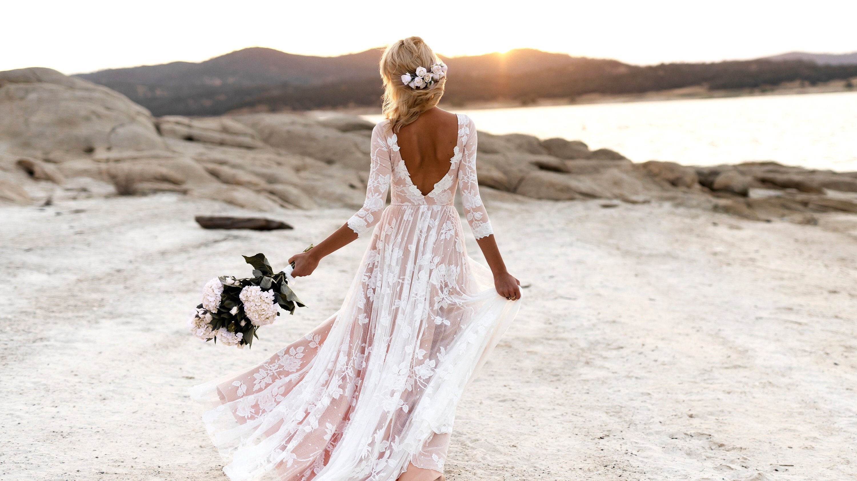 Boho Wedding Dress,Long Sleeves Wedding Dresses,Outdoor Wedding