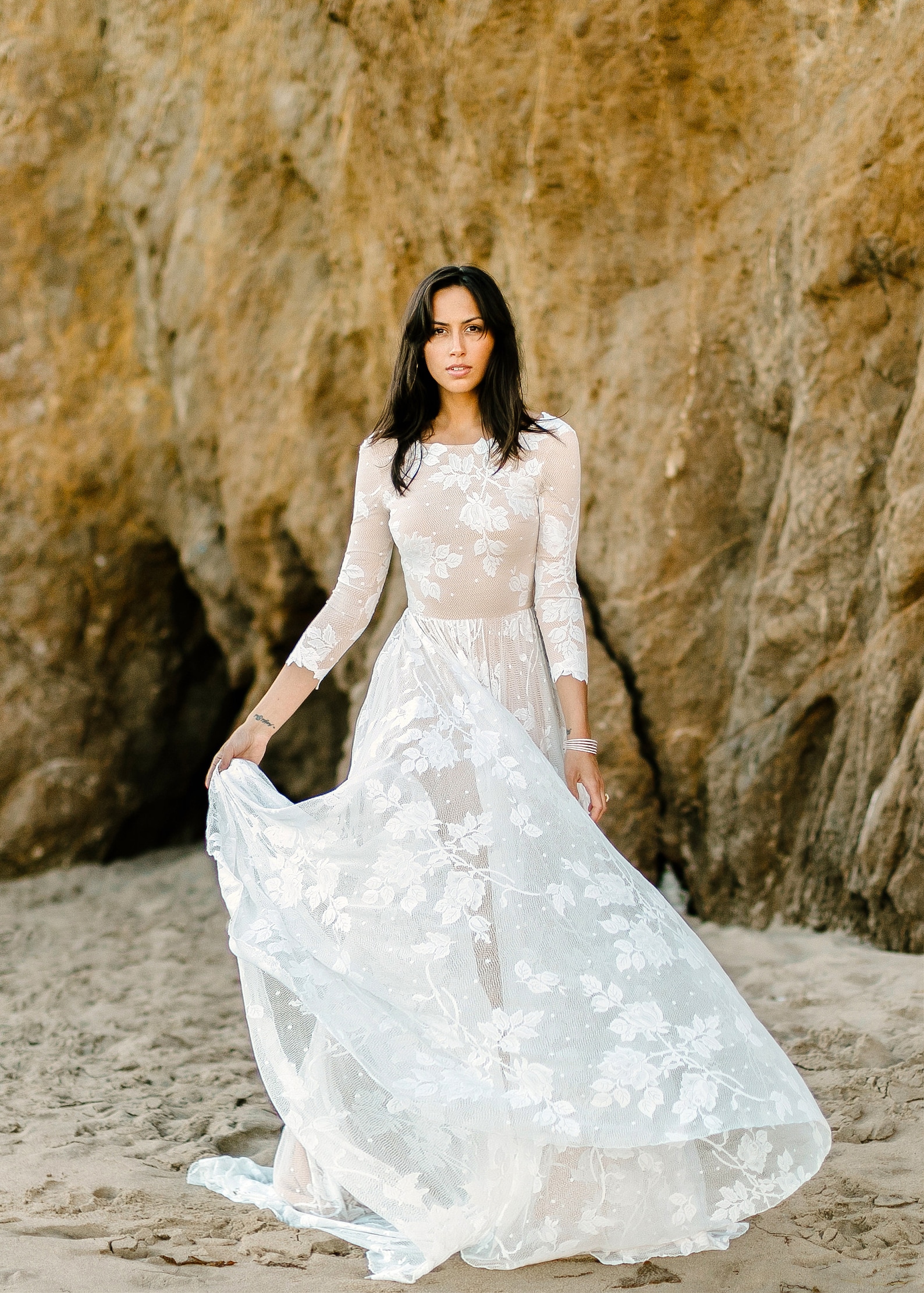 Open Back Wedding Dresses,Boho Bridal Dress,Beach Wedding Dress,Long Wedding Dress main image 1