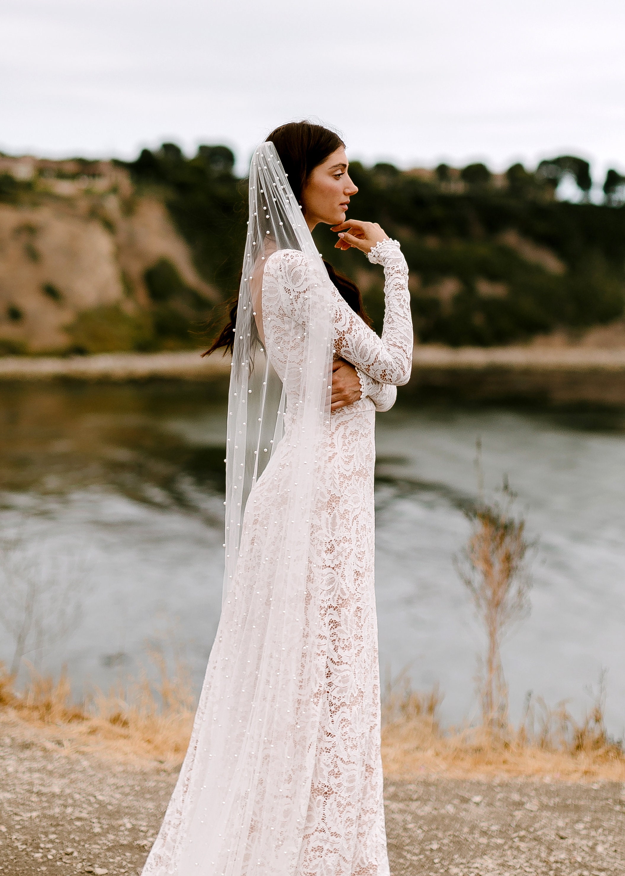 pink lace dress womens Pallas Pink Lace Trim Crochet Mermaid Maxi Dress