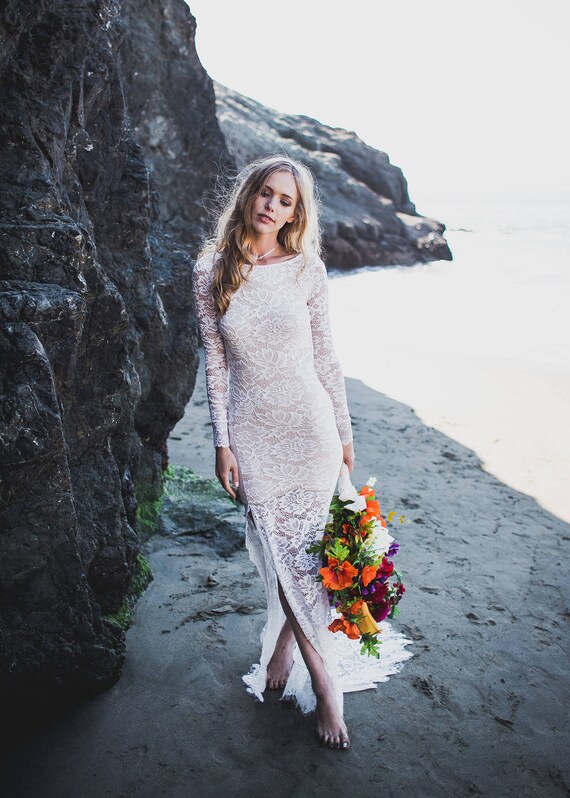 Open Back Wedding Dress Deep V Back Wedding Dress Long Etsy