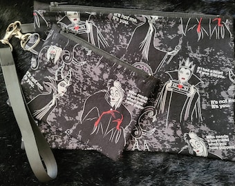 Clutchbag/purse and coinbag/purse set- Disney Villains- Cruella/Ursula/Evil Queen/Maleficent