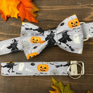 Dog collar, halloween dog collar, ghost, witch , spiderweb, jack o lantern, dog collar with bow tie, collar with bow, halloween bow tie, bat