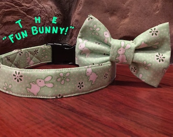 Easter Dog collar, easter collar bow tie, easter collar, bunny collar, holiday dog collar, beautiful dog collar, easter dog bowtie, green