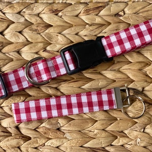 Dog collar, collar with flower, collar with bow, picnic, spring, summer, red and white, gingham, checker , plaid, flower, collar flower image 4